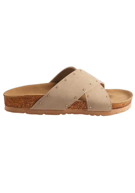 Women's Comfortable Cross Buckle Cork Slides