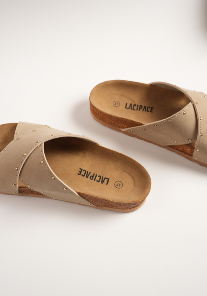 Women's Comfortable Cross Buckle Cork Slides