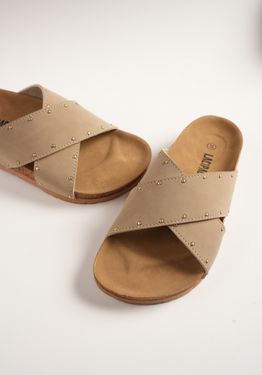 Women's Comfortable Cross Buckle Cork Slides