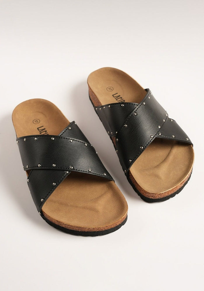 Women's Comfortable Cross Buckle Cork Slides