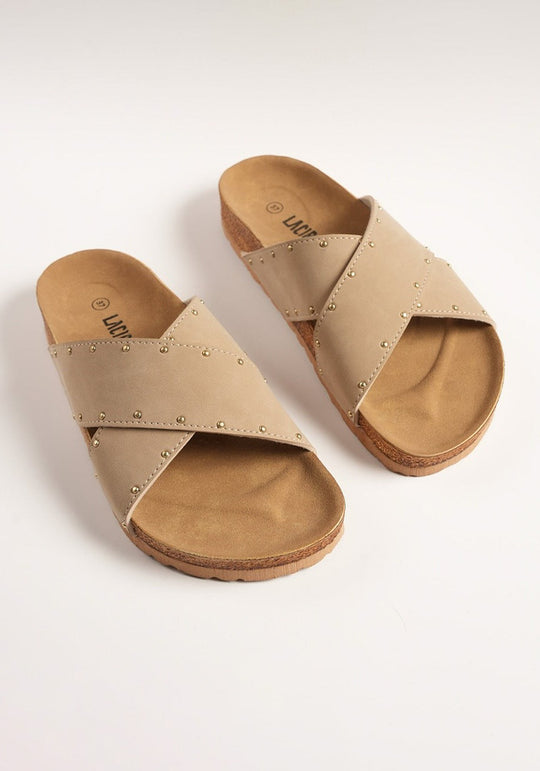 Women's Comfortable Cross Buckle Cork Slides